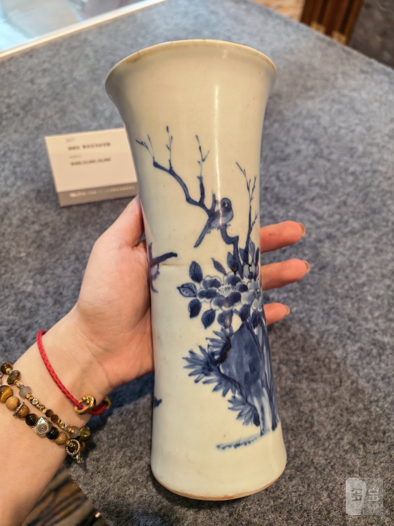 清顺治 青花花鸟纹花觚 - 图7